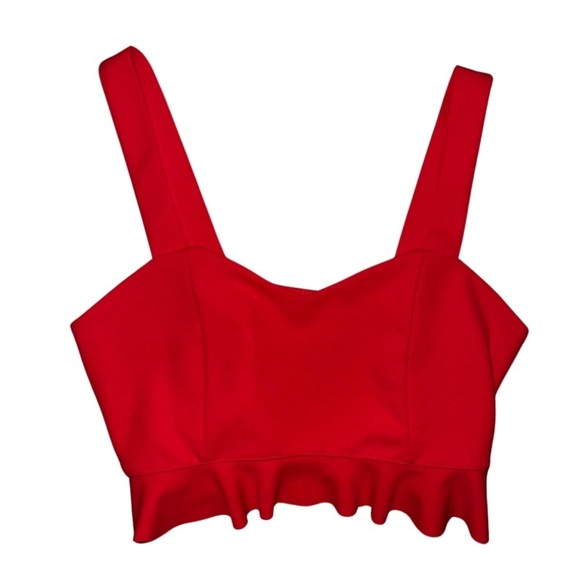 3/$25 🍄 Forever 21 Red Ruffled Crop Top Tank Size Large - Picture 1 of 7